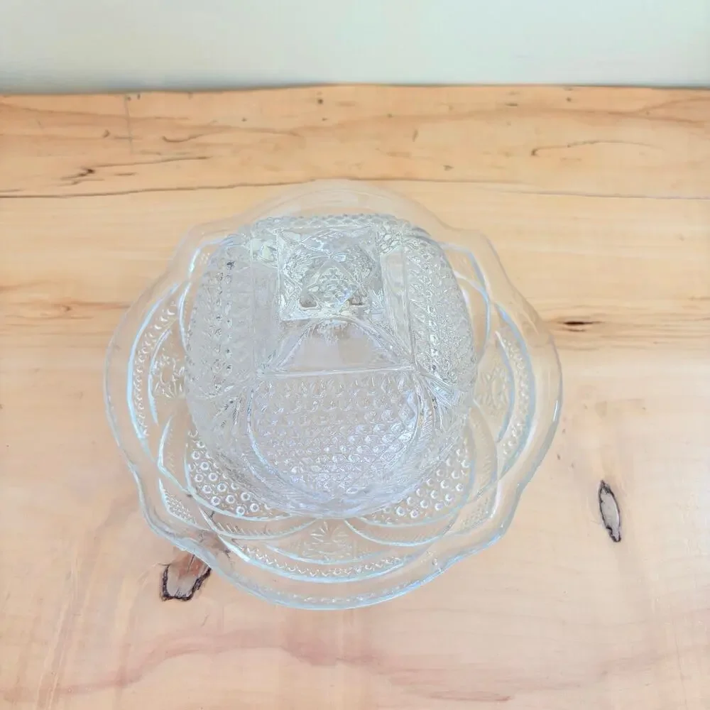 Antiq 1898 EAPG Glass Domed Butter Dish Early American Pattern Cheese Dish